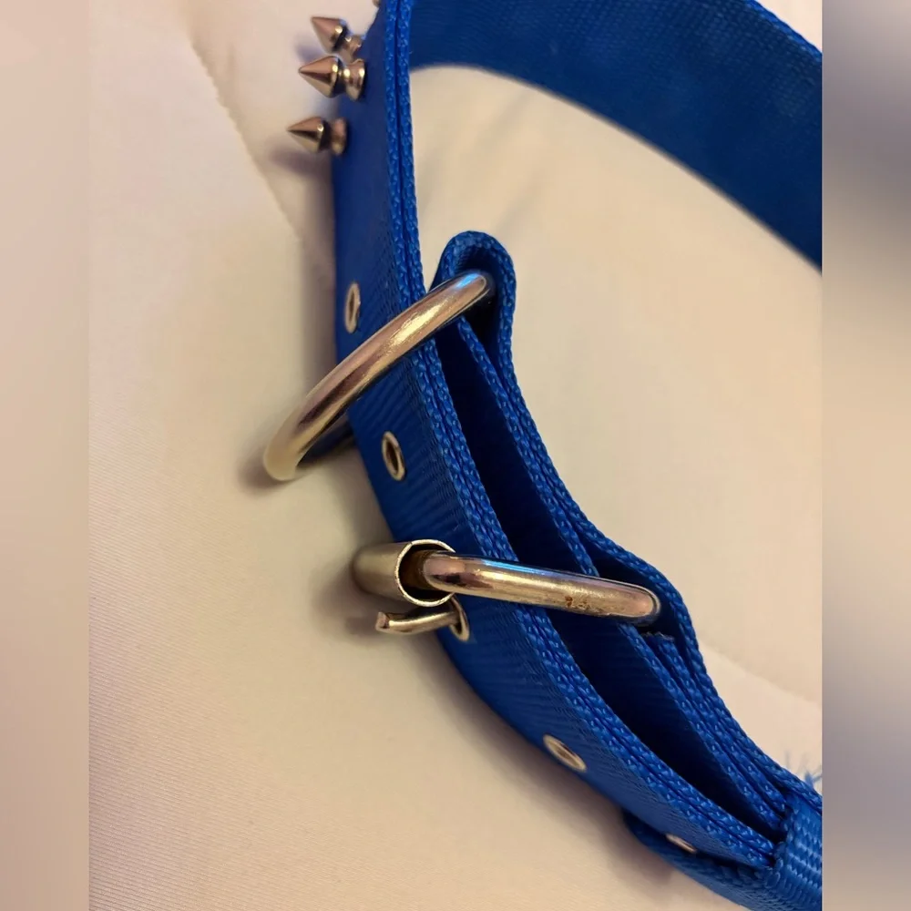 XL Blue Nylon Spiked Dog Collar